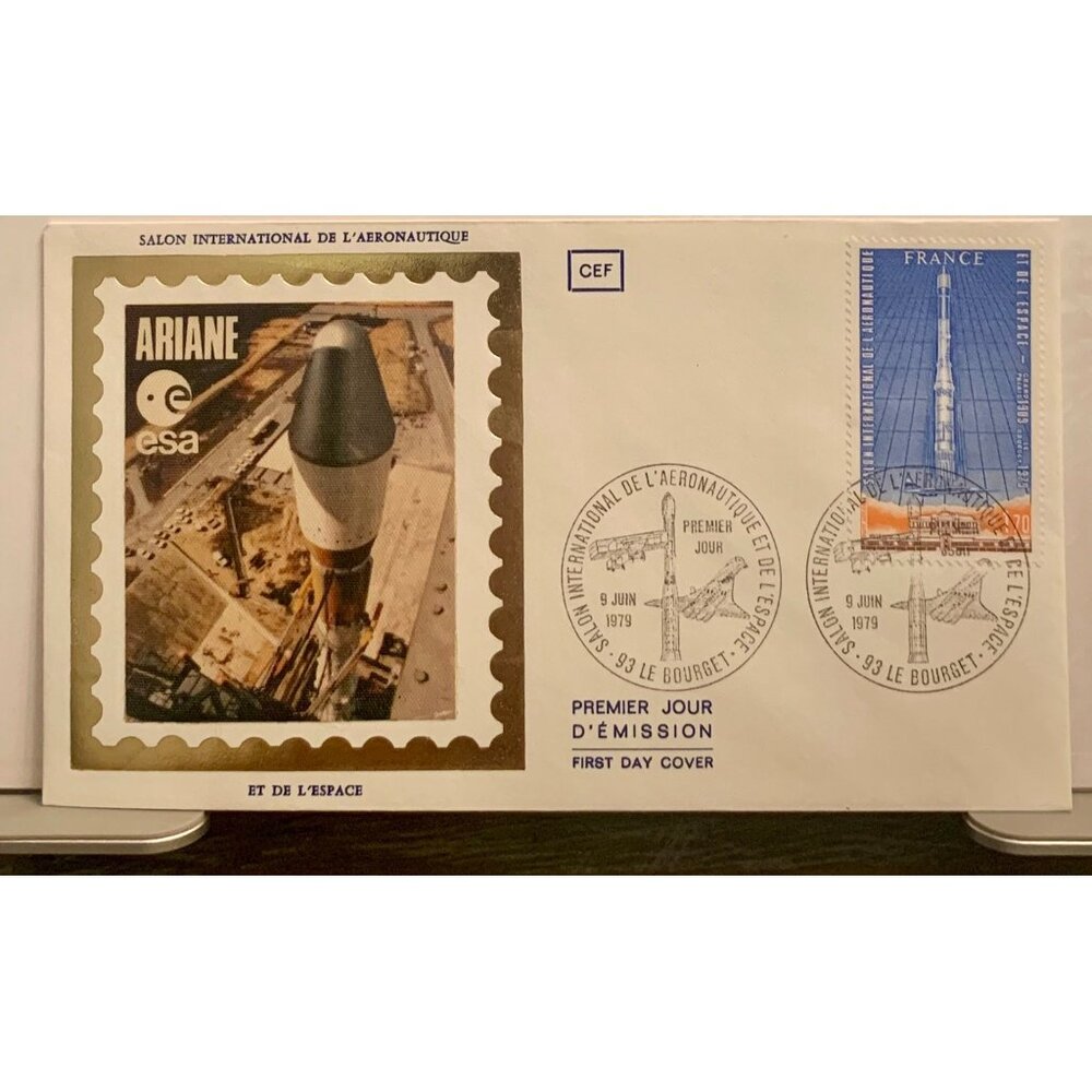 Ariane ESA First Day Cover From 1979 Featuring Aeronautique Salon Stamp & Launch